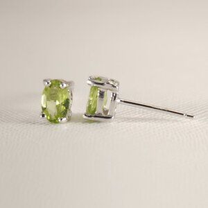 Peridot 1.0 Carat Oval Earrings in Sterling Silver